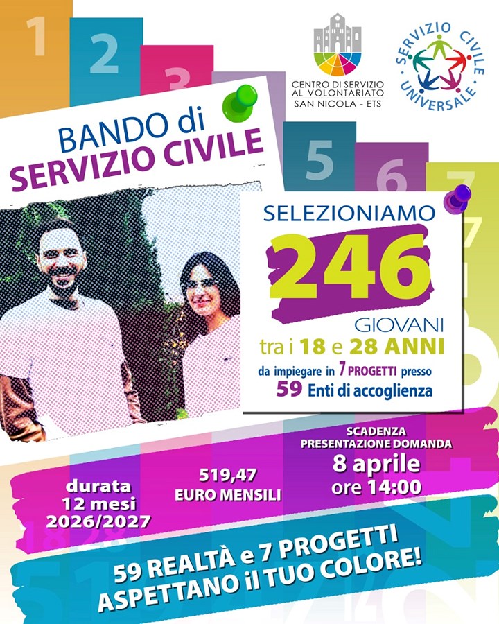 Al via la selezione di giovani per i nostri progetti di Servizio Civile Universale 2026