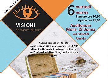 “Visioni” presenta “Lingua Matrigna” da l’Analfabeta Agota Kristof, progetto e regia di Mariella Anaclerio